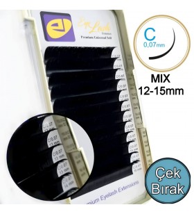 UNİVERSAL İpek Kirpik C   (0.07 kalınlık)  MİX 12-15 mm 